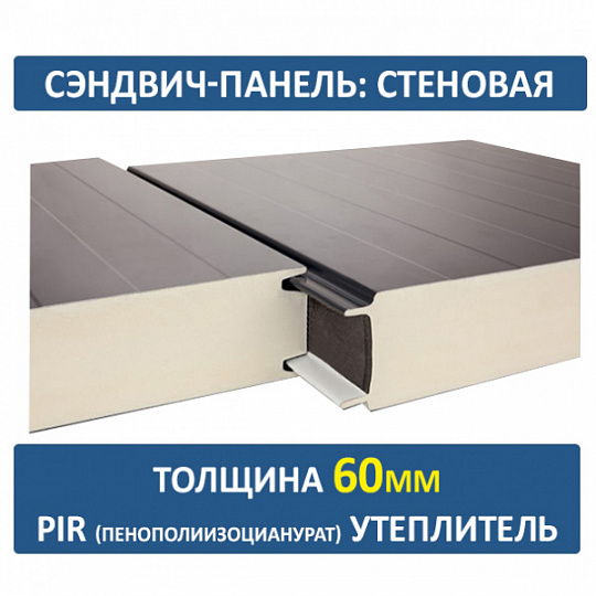 Сэндвич-панель трехслойная ПИР толщиной 60мм